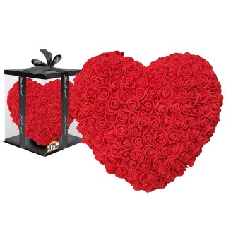Κόκκινη Καρδιά από Τεχνητά Τριαντάφυλλα σε Κουτί 30cm