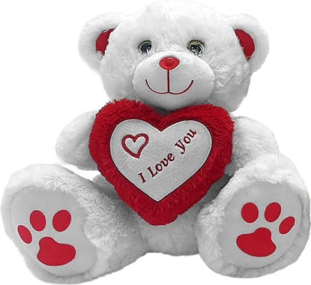 Αρκουδάκι Λούτρινο Λευκό με Καρδιά ''I Love You'' 30cm