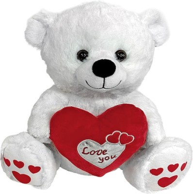 Αρκουδάκι Λούτρινο με Καρδιά Ασημί ''Love You'' 30cm