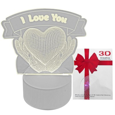 Πλακέτα με φως ''I Love you'' 3D 18x15cm