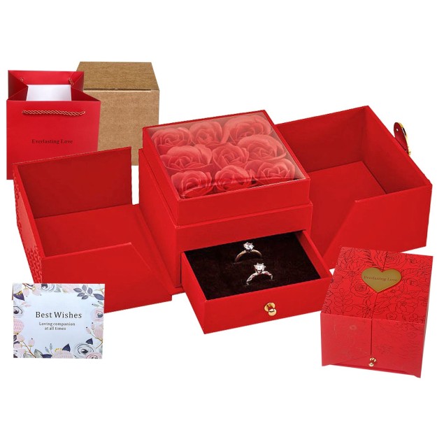 Τριαντάφυλλα σε Κουτί Ανοιγόμενο με Συρτάρι 11,5x11,5x9cm