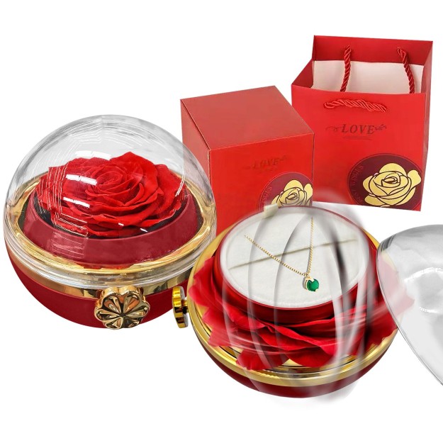Παντοτινό Τριαντάφυλλο σε Κόκκινο Κουτί Περιστρεφόμενο ø11cm