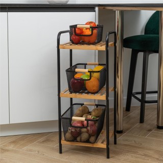 ESTIA ΚΑΛΑΘΙ ΟΡΓΑΝΩΣΗΣ ΜΕΤΑΛΛΙΚΟ ΜΕ ΞΥΛΙΝΕΣ ΛΑΒΕΣ 35x23x16cm ΜΑΥΡΟ