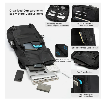 Tigernu T-B91025 Αδιάβροχη Τσάντα Πλάτης για Laptop σε Μαύρο χρώμα