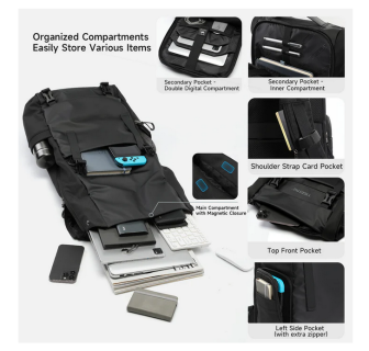 Tigernu T-B91025 Αδιάβροχη Τσάντα Πλάτης για Laptop σε Μαύρο χρώμα