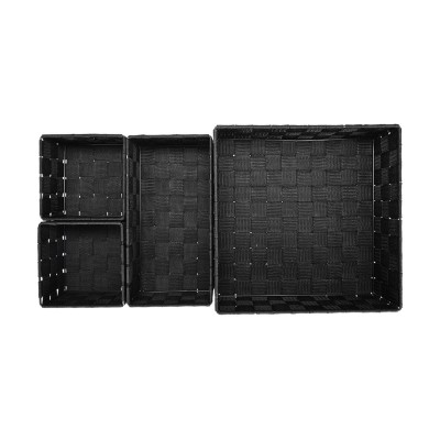 ESTIA ΚΑΛΑΘΙΑ ΟΡΓΑΝΩΣΗΣ WOVEN ΣΕΤ 4 ΤΕΜ. 28x28x10cm - 26x13x9cm - 13x13x9cm ΜΑΥΡΑ