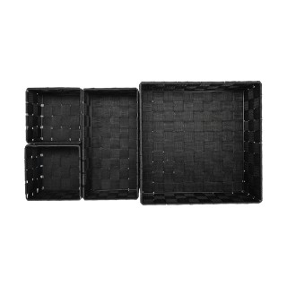 ESTIA ΚΑΛΑΘΙΑ ΟΡΓΑΝΩΣΗΣ WOVEN ΣΕΤ 4 ΤΕΜ. 28x28x10cm - 26x13x9cm - 13x13x9cm ΜΑΥΡΑ