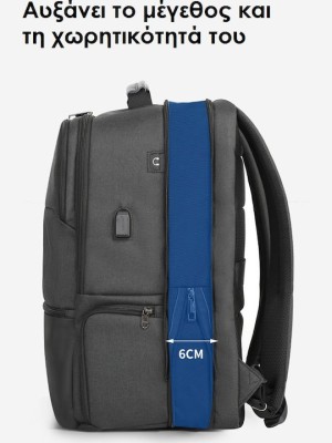 Tigernu T-B3905 Αδιάβροχη Τσάντα Πλάτης για Laptop 19" σε Μαύρο χρώμα