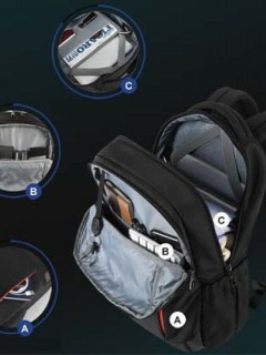 Tigernu T-B3906 Υφασμάτινο Σακίδιο Πλάτης με Θύρα USB Μαύρο