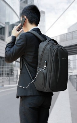 Tigernu T-B3399 Ανδρικό Υφασμάτινο Σακίδιο Πλάτης με Θύρα USB Μαύρο