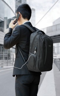 Tigernu T-B3399 Ανδρικό Υφασμάτινο Σακίδιο Πλάτης με Θύρα USB Μαύρο