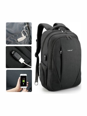 Tigernu T-B3399 Ανδρικό Υφασμάτινο Σακίδιο Πλάτης με Θύρα USB Μαύρο