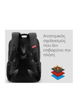 Tigernu T-B3399 Ανδρικό Υφασμάτινο Σακίδιο Πλάτης με Θύρα USB Μαύρο