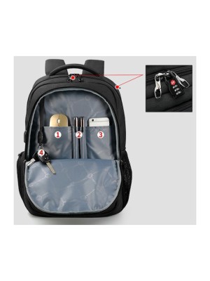 Tigernu T-B3399 Ανδρικό Υφασμάτινο Σακίδιο Πλάτης με Θύρα USB Μαύρο