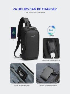 Tigernu Ανδρική Τσάντα Ώμου / Χιαστί Μαύρη T-S8102