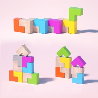 iwood Τουβλάκια 3D Cube Ξύλινα για 3+ Ετών 8τμχ