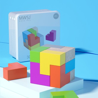 iwood Τουβλάκια 3D Cube Ξύλινα για 3+ Ετών 8τμχ