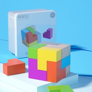 iwood Τουβλάκια 3D Cube Ξύλινα για 3+ Ετών 8τμχ