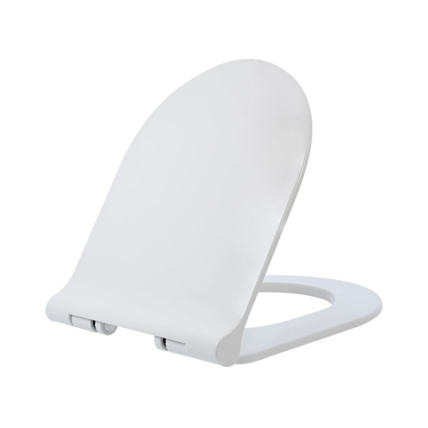 ESTIA ΚΑΠΑΚΙ ΛΕΚΑΝΗΣ SOFT CLOSE D SHAPE DUROPLAST ΜΕ ΑΝΟΞΕΙΔΩΤΟΥΣ ΡΥΘΜΙΖΟΜΕΝΟΥΣ ΜΕΝΤΕΣΕΔΕΣ