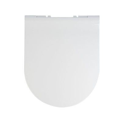 ESTIA ΚΑΠΑΚΙ ΛΕΚΑΝΗΣ SOFT CLOSE D SHAPE DUROPLAST ΜΕ ΑΝΟΞΕΙΔΩΤΟΥΣ ΡΥΘΜΙΖΟΜΕΝΟΥΣ ΜΕΝΤΕΣΕΔΕΣ