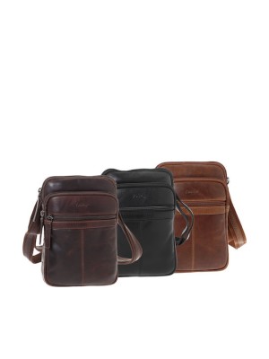 Lavor 1-0059 Δερμάτινη Ανδρική Τσάντα Ώμου / Χιαστί Μαύρη