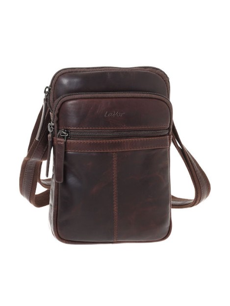 Lavor 1-0059 Δερμάτινη Ανδρική Τσάντα Ώμου / Χιαστί Καφέ
