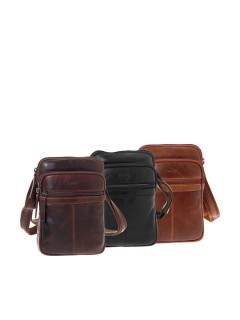 Lavor 1-0059 Δερμάτινη Ανδρική Τσάντα Ώμου / Χιαστί Κονιάκ