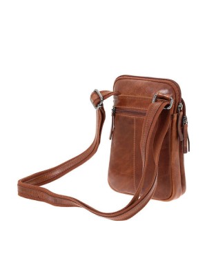 Lavor 1-0059 Δερμάτινη Ανδρική Τσάντα Ώμου / Χιαστί Κονιάκ