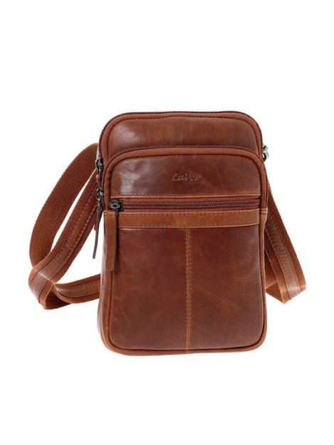 Lavor 1-0059 Δερμάτινη Ανδρική Τσάντα Ώμου / Χιαστί Κονιάκ
