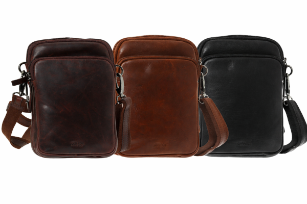 Lavor 1-0063 Δερμάτινη Ανδρική Τσάντα Ώμου / Χιαστί Κονιάκ