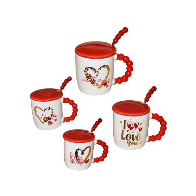 Κούπα Αγίου Βαλεντίνου με Καπάκι και Κουταλάκι – 340ml