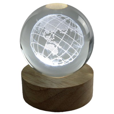 Γυάλα με Χάραξη Υδρογείου και Φως 8cm Μπαταρίας