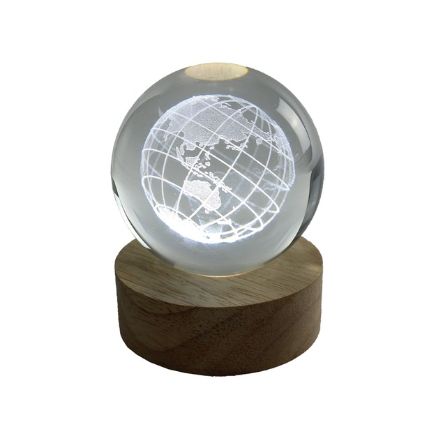 Γυάλα με Χάραξη Υδρογείου και Φως 8cm Μπαταρίας