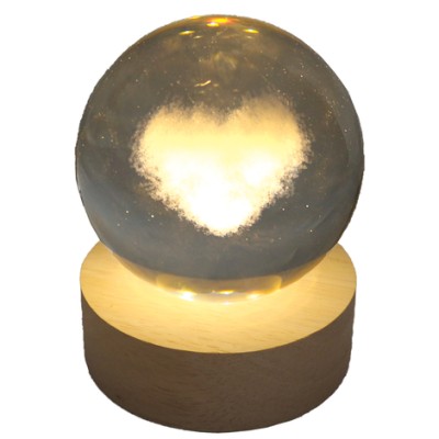 Γυάλα με Φως και Χάραξη “Καρδιά Σύννεφο” – 8cm Μπαταρίας