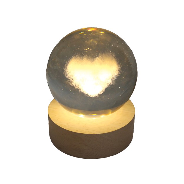 Γυάλα με Φως και Χάραξη “Καρδιά Σύννεφο” – 8cm Μπαταρίας