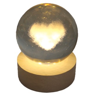 Γυάλα με Φως και Χάραξη “Καρδιά Σύννεφο” – 8cm Μπαταρίας