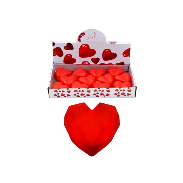 Φωτεινή Καρδιά Διαμαντένιου Σχεδίου – 6cm – LED Love Decor