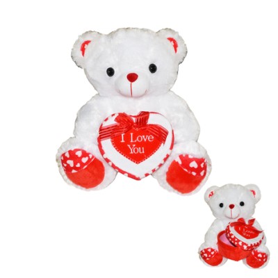 Αρκουδάκι με κουτί καρδιά σε λευκό χρώμα 23cm