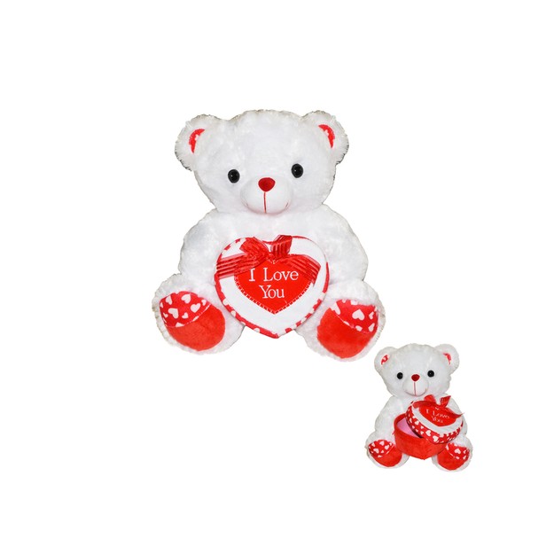 Αρκουδάκι με κουτί καρδιά σε λευκό χρώμα 23cm