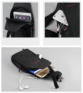 Tigernu T-S8027B Ανδρική Τσάντα Στήθους σε Μαύρο χρώμα