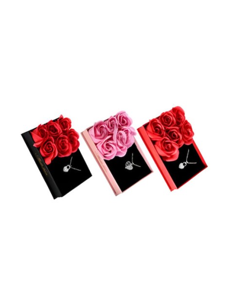 Κουτί Δώρου Τεχνητά Τριαντάφυλλα & Κόσμημα Τυχαία Επιλογή Χρωμάτων