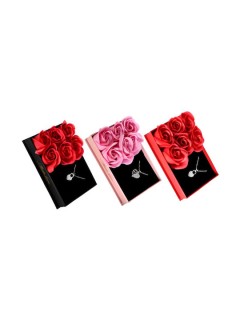 Κουτί Δώρου Τεχνητά Τριαντάφυλλα & Κόσμημα Τυχαία Επιλογή Χρωμάτων