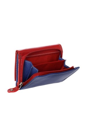 Lavor 1-3685 Μικρό Δερμάτινο Γυναικείο Πορτοφόλι με RFID Κόκκινο/Μπλε