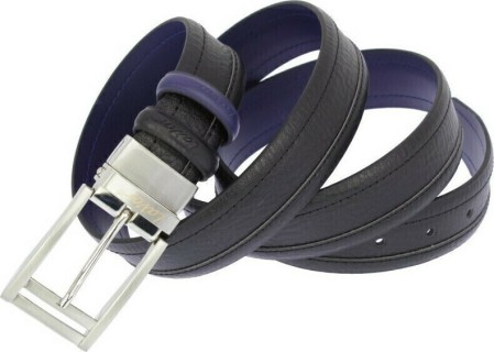 Lavor 1-98 Ανδρική Ζώνη Δερμάτινη Διπλής Όψης Μαύρο/Μπλε 130cm
