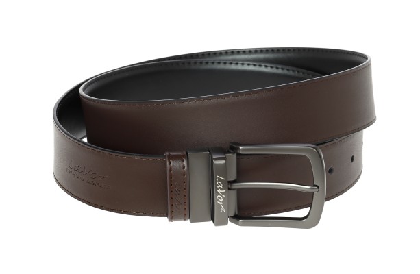 Lavor 1-89 Ανδρική Ζώνη Δερμάτινη Διπλής Όψης Καφέ 130cm
