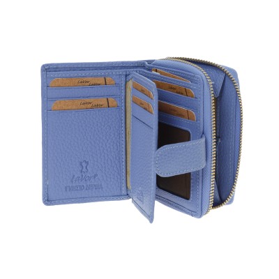 Lavor 1-6176 Μικρό Δερμάτινο Γυναικείο Πορτοφόλι με RFID Γαλάζιο