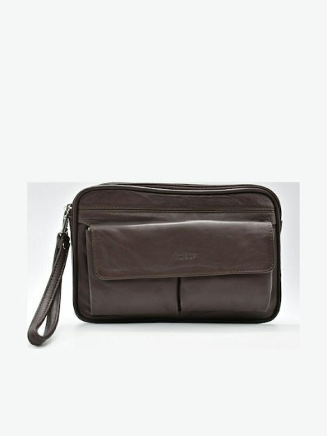 Lavor 1-40 Δερμάτινη Ανδρική Τσάντα Χειρός Καφέ