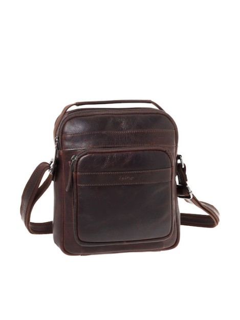 Lavor 1-52 Δερμάτινη Ανδρική Τσάντα Ώμου / Χιαστί Καφέ