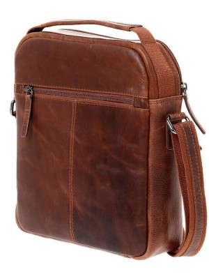 Lavor 1-52 Δερμάτινη Ανδρική Τσάντα Ώμου / Χιαστί Κονιάκ