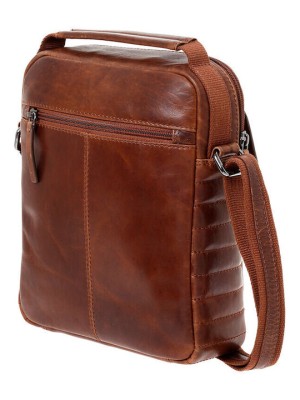 Lavor 1-53 Δερμάτινη Ανδρική Τσάντα Ώμου / Χιαστί Κονιάκ